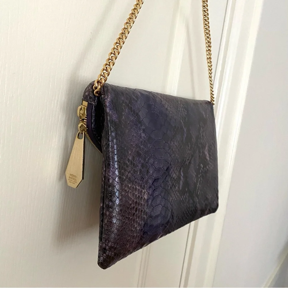 Henri Bendel Vintage Purple Snake Prink Leather Envelope Clutch Shoulder Bag - Picture 7 of 12